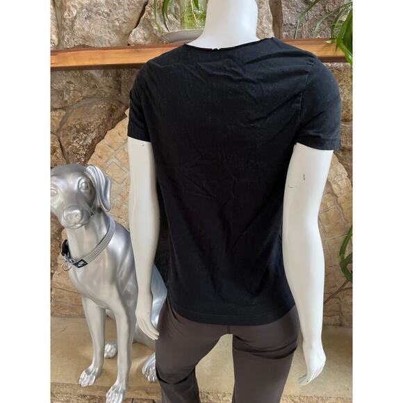 Psycho Bunny Black Short Sleeve Pima Cotton Shirt Women's Size 2 - Picture 2 of 5